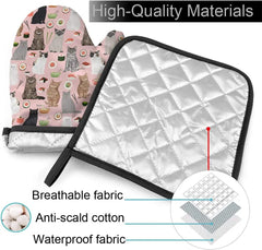 Kawaii Cat Oven Mitts and Pot Holders