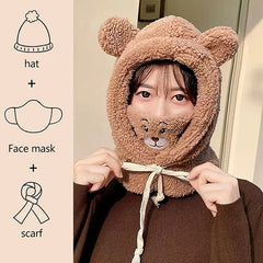 Women Cute Bear Ear Beanies Hat