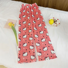 Kawaii Hello Kitty Kuromi Flannel Pajamas