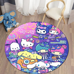 Sanrio Kuromi Cartoon HD Printed Round Carpet 3