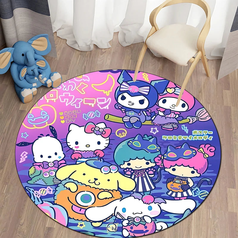 Sanrio Kuromi Cartoon HD Printed Round Carpet 3