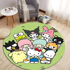 Sanrio All Character Cartoon HD Printed Round Carpet