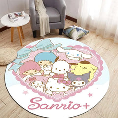Sanrio All Character Cartoon HD Printed Round Carpet