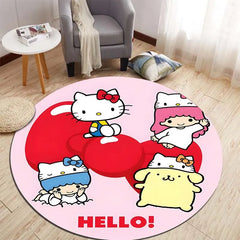 Sanrio All Character Cartoon HD Printed Round Carpet