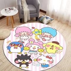 Sanrio All Character Cartoon HD Printed Round Carpet