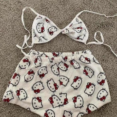 2Pcs Hello Kitty Women's Pajamas Sanrio Pajama Set Homewear