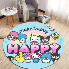 Sanrio All Character Cartoon HD Printed Round Carpet