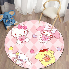 Sanrio Kuromi Cartoon HD Printed Round Carpet 3