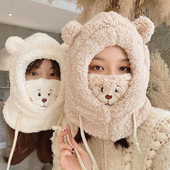 Women Cute Bear Ear Beanies Hat