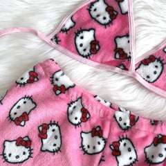 2Pcs Hello Kitty Women's Pajamas Sanrio Pajama Set Homewear