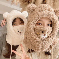 Women Cute Bear Ear Beanies Hat