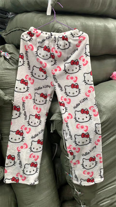Kawaii Hello Kitty Kuromi Flannel Pajamas