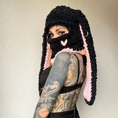 Kawaii Cute Bunny Ears Knitted Balaclava Face Cover Mask